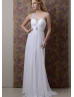 One Shoulder Ivory Chiffon Tulle Beaded Prom Dress